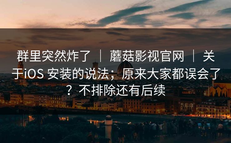 群里突然炸了 ｜ 蘑菇影视官网 ｜ 关于iOS 安装的说法；原来大家都误会了？不排除还有后续