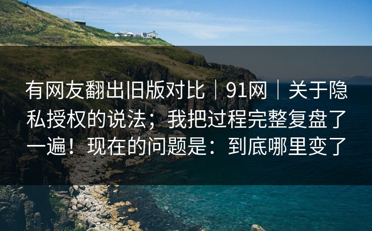 有网友翻出旧版对比｜91网｜关于隐私授权的说法；我把过程完整复盘了一遍！现在的问题是：到底哪里变了
